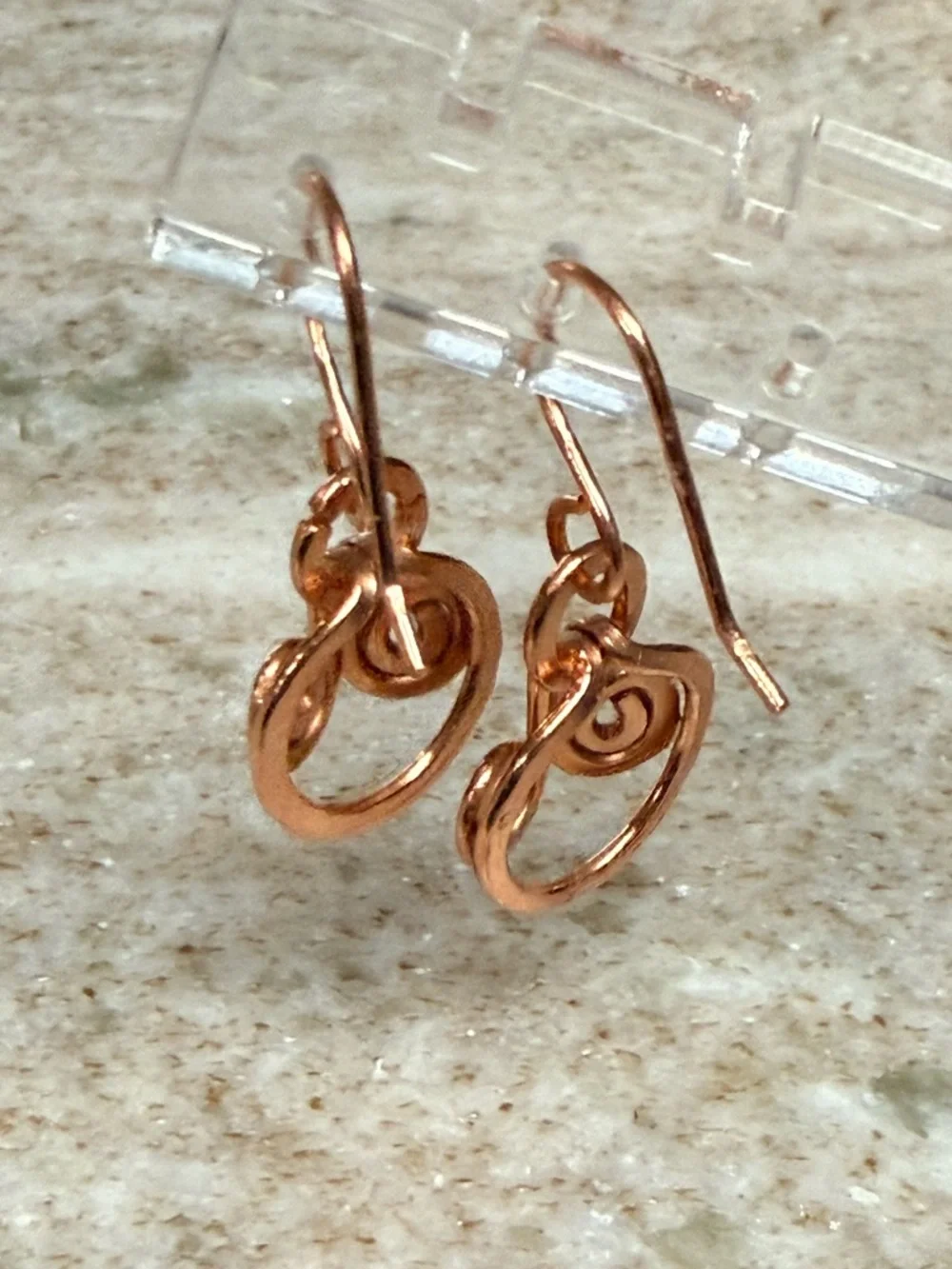 Fire Agate Hammered Copper Dangle Earrings
